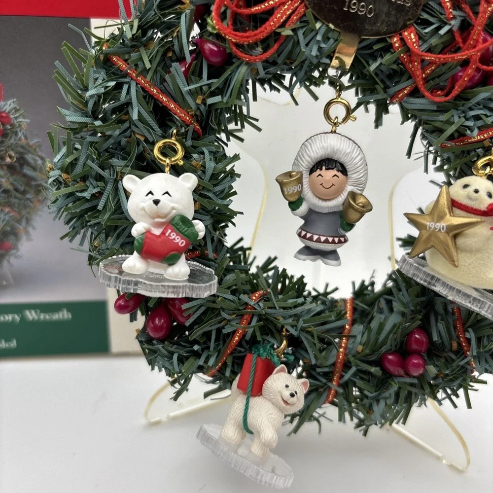 1990 Little Frosty Friends Memory Wreath Hallmark Keepsake Ornaments Set 5 Piece